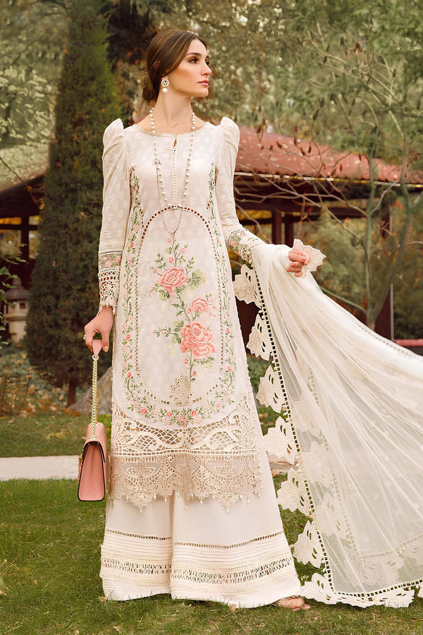 KN202-3PC Lawn Heavy Embroidered Sequence Work With Organza Embroidered Dupatta