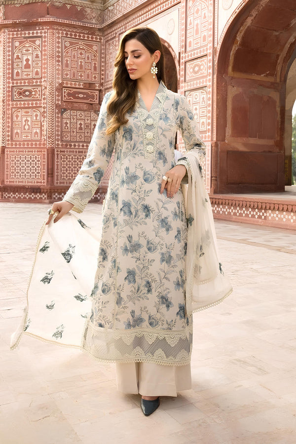 KN729-Bareeze -Embroidered 3pc lawn dress with embroidered chiffon dupatta