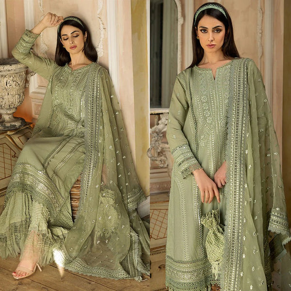 KN223 SOBIA NAZIR EMBROIDERED 3PC LAWN DRESS WITH Embroidered Organza Dupatta