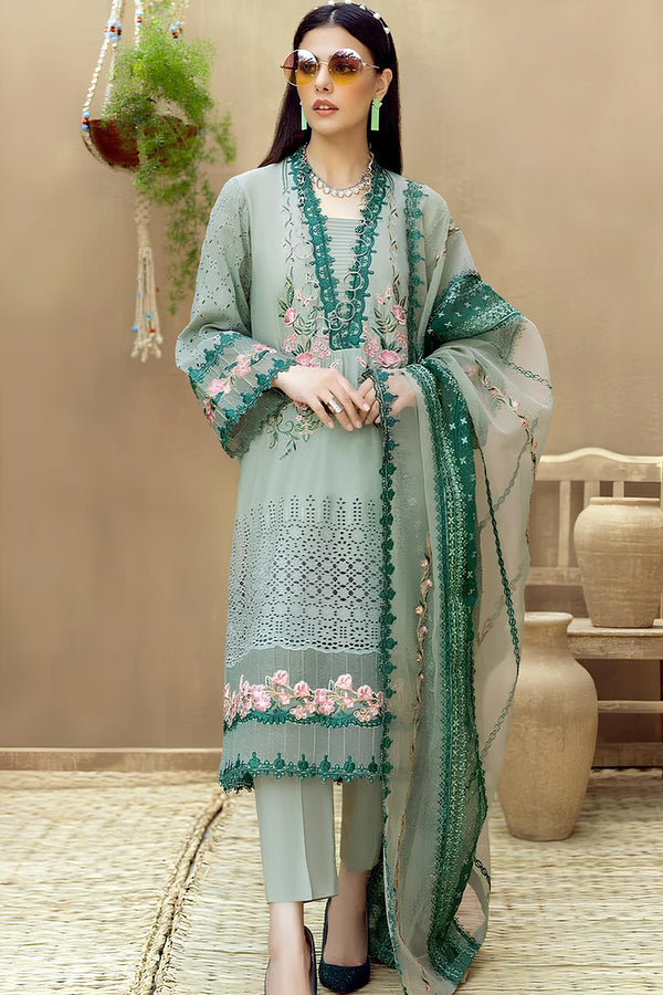 KN260-ADAN LIBAS Embroidered Unstitched 3 Piece Lawn Suit