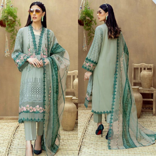 KN260-ADAN LIBAS Embroidered Unstitched 3 Piece Lawn Suit